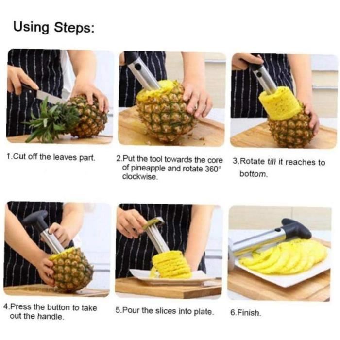 Coupe Ananas, Epluche Ananas Ananas Peeler en Acier Inoxydable Coupe Fruit  pour les Anneaux de Fruits de Cuisine : : Cuisine et Maison