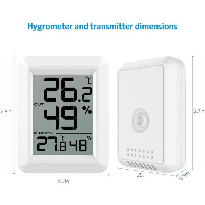 Thermomètre intérieur extérieur, thermomètre connecté avec 3