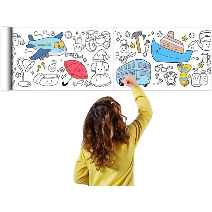Rouleau de dessin pour enfants de 3 m x 30 cm - Grand rouleau de papier de  coloriage pour enfants - Rouleau avec rouleau pour rouleau, dessin enfants