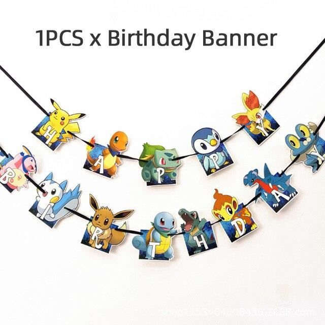 Bannière Joyeux Anniversaire Pokémon Pikachu, Fournitures de ixd' Anniversaire, Arrière-Plan Photo, Personnalisable