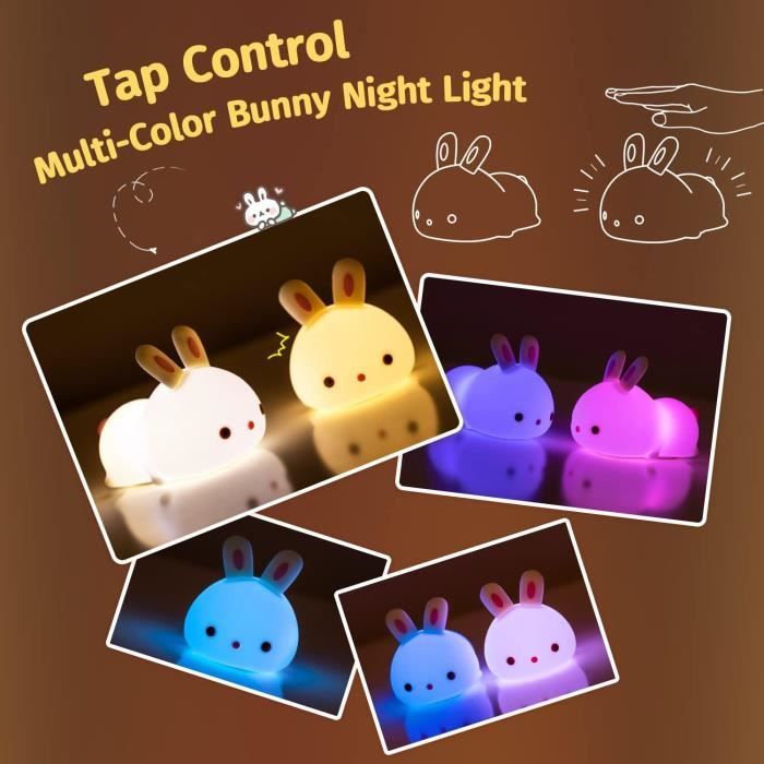 Veilleuse lapin pour chambre d'enfant, lampe tactile à 7 couleurs  changeantes, rechargeable par USB veilleuse animale pour bébé enfant enfant  en bas âge fille cadeau d'anniversaire kawaii : : Luminaires et  Éclairage