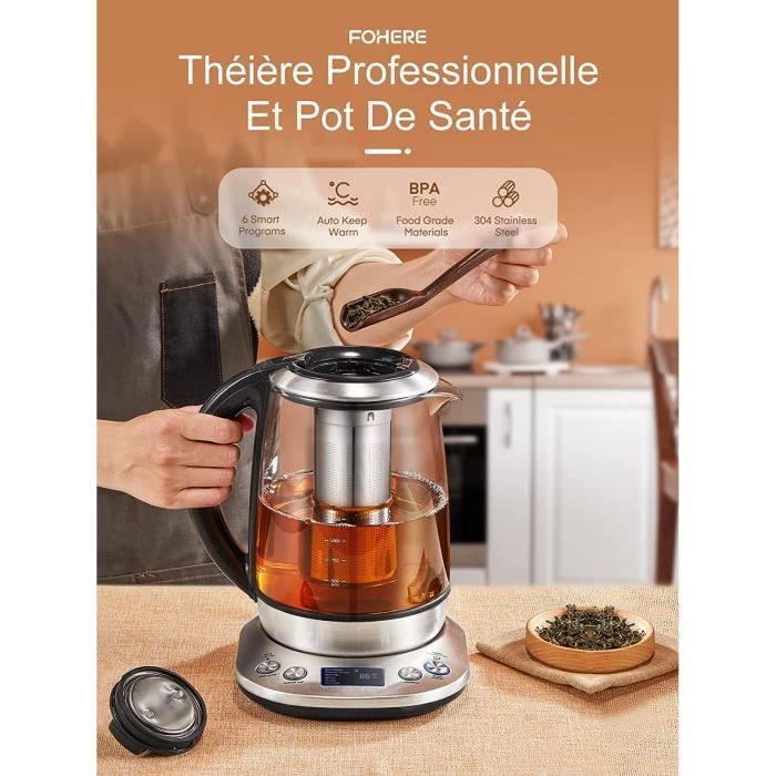 Bouilloire Électrique en Verre FOHERE Affichage LCD