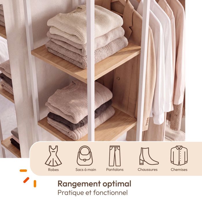 Dressing Penderie DETROIT 90 Cm - Style Industriel Bois & Métal Noir, étagères Et Porte, Rangement Pratique
