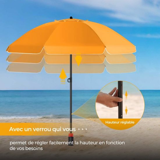 HOMEDEMO Parasol de plage pliable, parasol de jardin extérieur, UV50 , Ombrelle réglable en hauteur et inclinaison, Avec ancre de plage, Pour plage, balcon & terrassem, Bleu, 180c HOMEDEMO Parasol de plage pliable, parasol de jardin extérieur, UV50 , Ombrelle réglable en hauteur et inclinaison, Avec ancre de plage, Pour plage, balcon & terrassem, Bleu, 180c