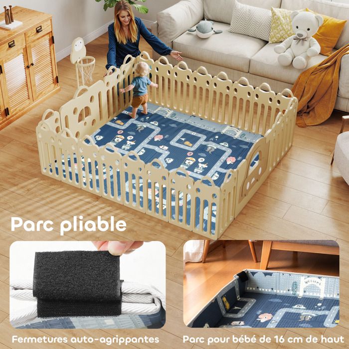Tapis De Jeu Bébé En Mousse - Étanche, Antidérapant, Pliable - Pour Temps Sur Le Ventre, Ramper, Chambre, Nursery