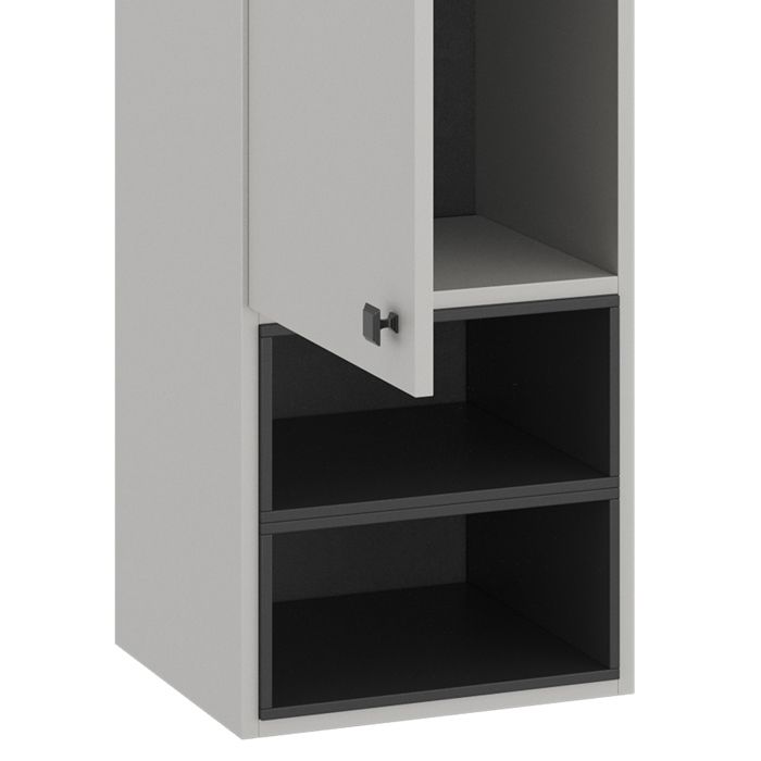 Vicco Armoire De Toilette Gerta Gris/Noir 65x80cm - Avec Miroir Et Étagères Ouvertes
