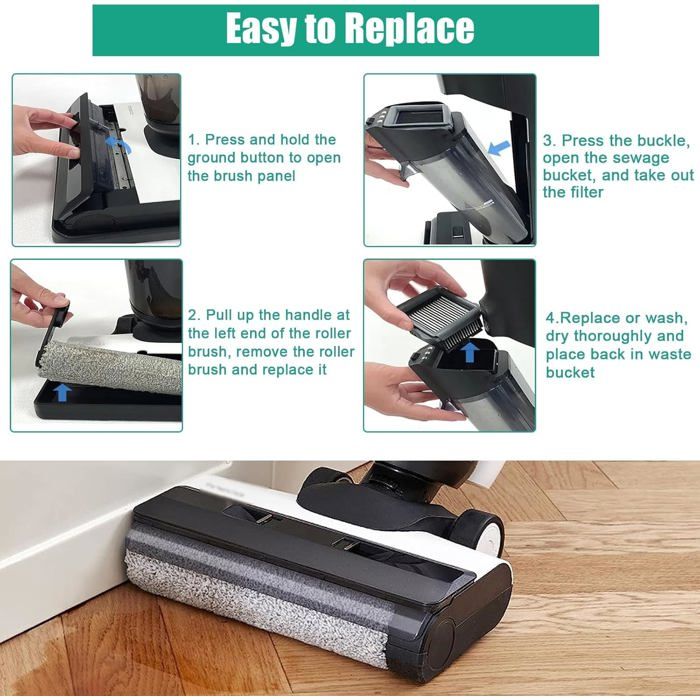 2 Pièces) H12 Pro Brosse Rotative Et Filtres Hepa De Rechange Compatib