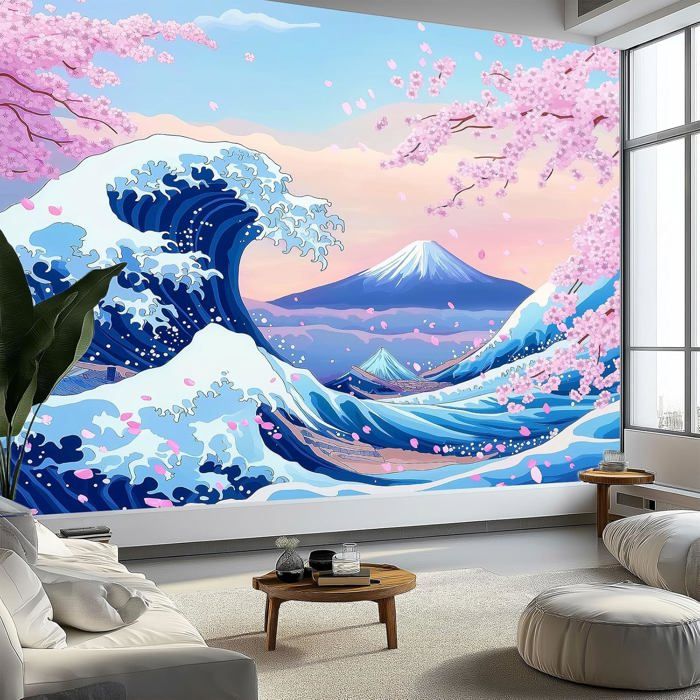 Papier Peint 3D Vagues De Rivière – Motif Floral, Impression Sur Toile – Allemagne