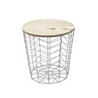 Table basse - The home deco factory - Gris - Aspect bois - Rond - 38cm x 39cm x 41cm