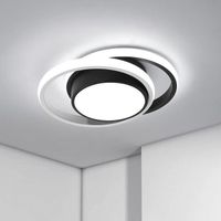 Plafonnier LED Moderne, Lustre Acrylique Noir pour Salon Chambre Couloir, 32W 6500K Lumière Blanche [Classe énergétique E]