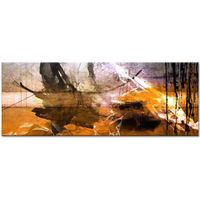 Tableau Déco Peinture Art Abstrait Taches Colorées - Abstrait  - 80x30 cm