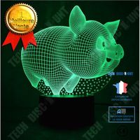 TD® Veilleuse 3D avec cochon de graisse animale Bouton de vision Éclairage LED