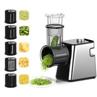 Coupe-légumes électrique Automatique - 5 Lames Coniques Interchangeables - Pour Râper, Trancher, Hacher - Puissance 220-240V, Design Compact - 3