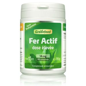 COMPLÉMENT EN MINÉRAUX Greenfood Fer actif 14 mg, dose élevée,  comprimés