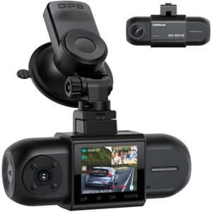 Yabdbg Dashcam Voiture Avant et Arrière Double FHD 2x1080P Caméra Voiture,  GPS 24H Mode Parking, Vision Nocturne IR Caméra Embarquée Voiture, 170 °