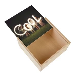 Boîte cadeau Boite Coffret en Bois - Light Painting Cool Pose Longue dans un Pré  (11 x 11 x 3,5 cm)