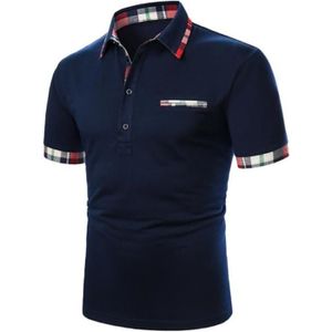 POLO Polo Homme Chemise Homme Polo Manches Courtes Contraste Couleur Tops tv0304hts05tg Bleu