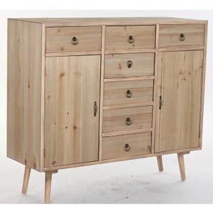 COMMODE DE CHAMBRE Commode meuble de rangement en bois MDF coloris naturel - Longueur 100 x Hauteur 89 x Profondeur 35 cm