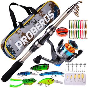 Canne à Pêche Enfant Télescopique - Kit Complet Débutant - Portable Pour Mer, Rivière, Camping - 1,8 M Déployée