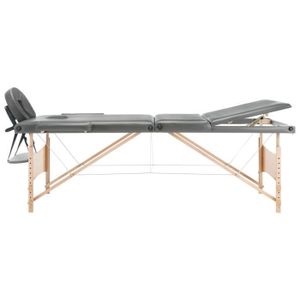 TABLE DE MASSAGE - TABLE DE SOIN NEUF Table de massage avec 3 zones Cadre en bois Anthracite 186x68cm En Stock YESMAEFR