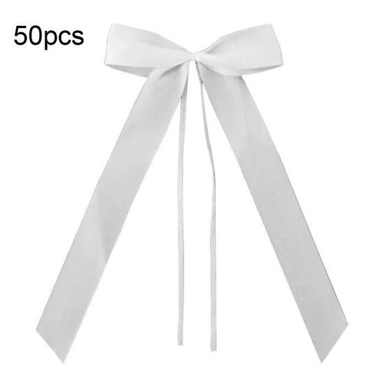 Lot 100 Nœuds Voiture Mariage Blancs Avec Cœurs – Décoration Satin Mariage Élégante 25x12 Cm