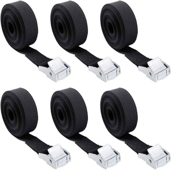 Lot De 2 Sangles D'arrimage à Cliquet 2 Mètres - Capacité 200 Kg, Largeur 20 Mm, Pour Transport Sécurisé - 12