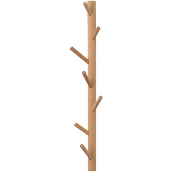 Porte-manteau en bois massif - 8 crochets pour manteaux, chapeaux, sacs - Entrée, couloir - Blanc - Vasagle