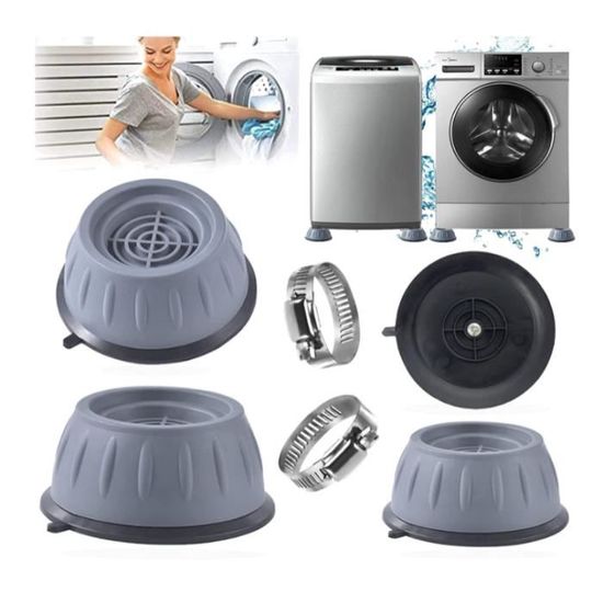 4 Patins Anti-vibrations Pour Machine à Laver - Caoutchouc, Antidérapants - Réduction Bruit, Protection Sol - Compatible Lave-linge, Sèche-linge