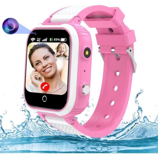 Montre Connectée Enfant 4G 4G - Smartwatch Avec GPS, SOS, Appels Vidéo, Mode École, Bleu - Téléphonie