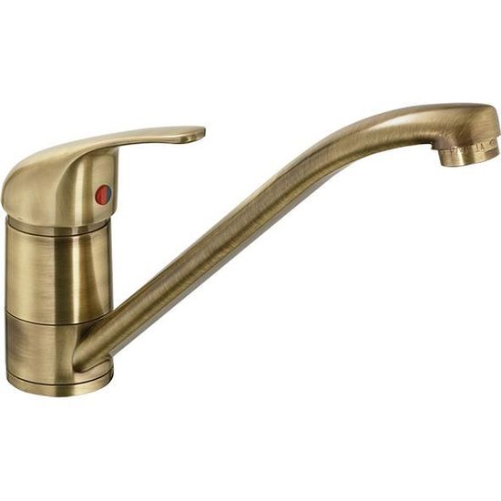 Mitigeur EDM 01145 – Argenté, 21 X 19 Cm, Laiton Et Inox, 3 Trous, Pour évier Ou Vasque