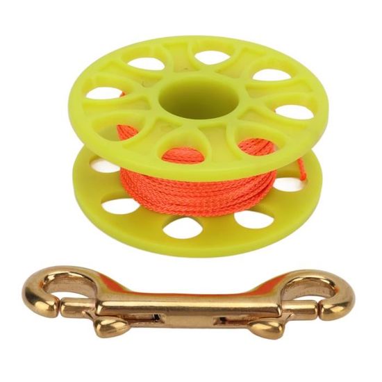 Bobine Doigt (Finger Spool) Pour Plongée - 15m, Alliage D'Aluminium, Mousqueton, Couleur Noir/Orange