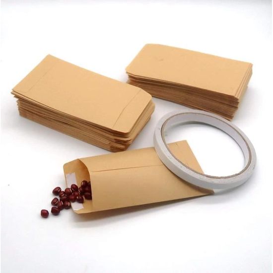 120pcs mini sachets pour semences avec ruban adhésif pochette mini enveloppe sachets papier kraft pour stocker herbes, graines