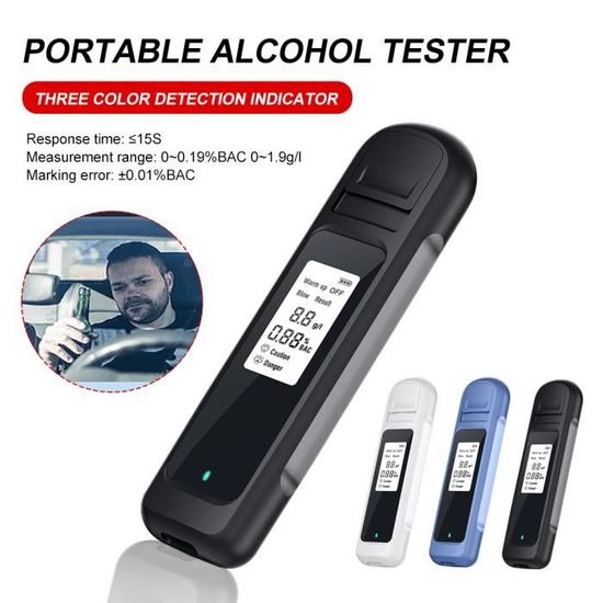 Ethylotest Électronique Portable - Alcootest Numérique Avec Écran LCD - 20 Embouts Jetables - Usage Personnel/Professionnel