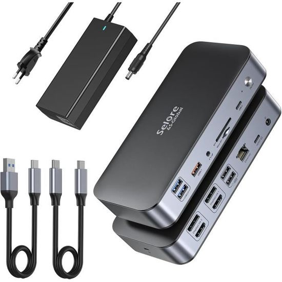 PULWTOP DisplayLink Station D'accueil With Triple Monitor, Laptop USB C Dock Pour MacBook M1/M2/M3/M4/M5 & Windows, Laptop Dock With 2 HDMI, 2