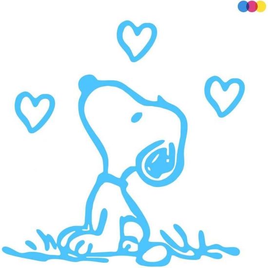 Stickers Snoopy Avec Cœurs - 2 Autocollants Vinyle Haute Qualité - Pour Voiture, Casque, PC - Noir Ou Blanc