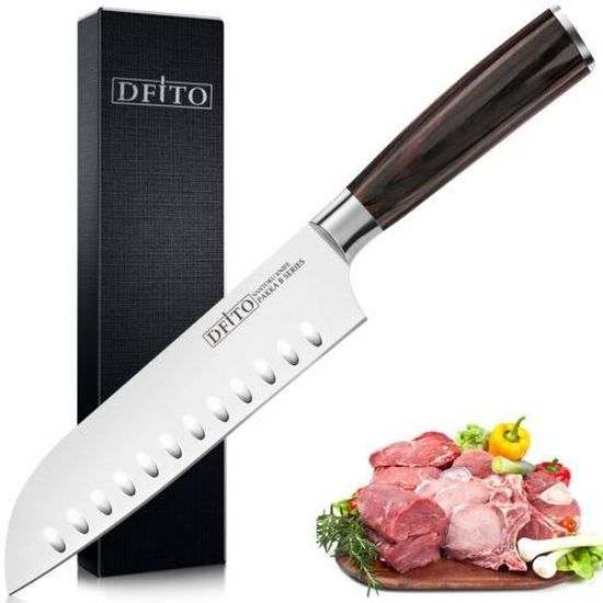 Couteau Nakiri de 7 '' couteau de chef de cuisine outil de tranchage de  viande en acier inoxydable allemand - Cdiscount Maison