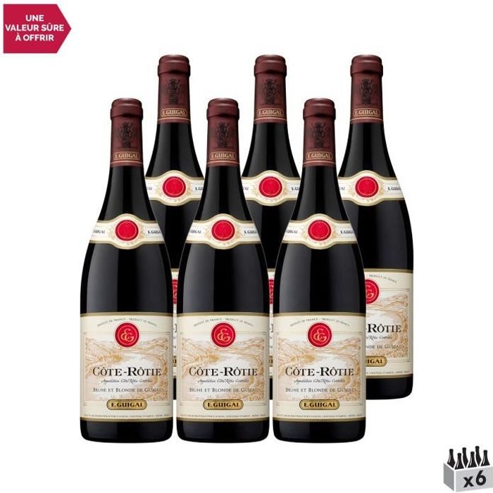 Côte Rôtie Brune et Blonde de Guigal Rouge 2018 - Lot de 6x75cl - Maison Guigal - Vin AOC Rouge de la Vallée du Rhône