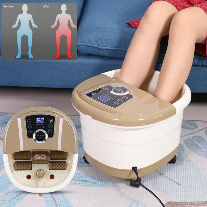 VAGUE 500W Appareil de massage baignoire pour les pieds Portable Pied Spa Bain De Chaleur Soaker Vibration Pédicure Soak Tub - Marro