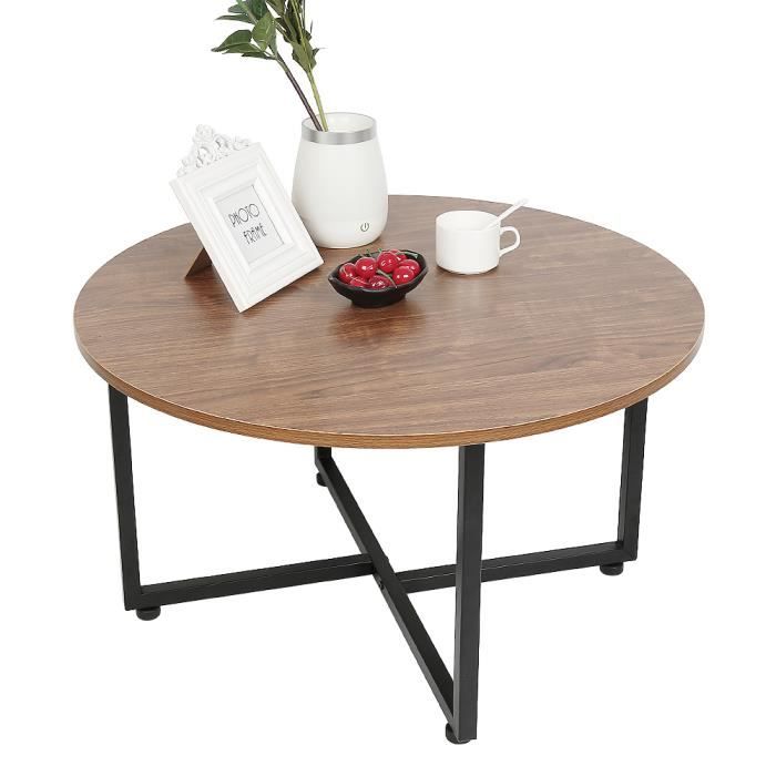 Table basse Rond Design Rétro Industriel Armature en métal