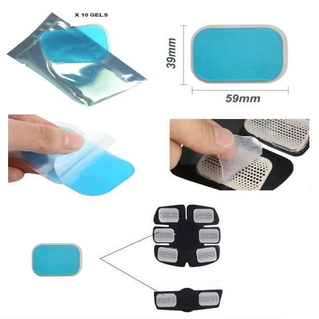 GEL-PATCH-PAD-CONDUCTEUR-ELECTROSTIMULATION-AUTOCOLLANT/ 10-PIECES