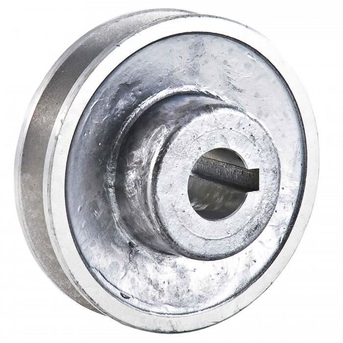 Poulie en aluminium Alesage O 19 mm. Diametre 80 mm. Poulie a gorge avec vis d'arret.