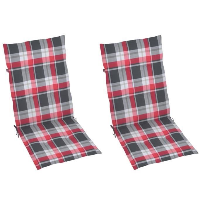 54184-Vintage Galette de chaise - Lot de 2 Coussins de chaise de jardin Luxueux - Coussin D'extérieur Carreaux rouges 120x50x4 cm
