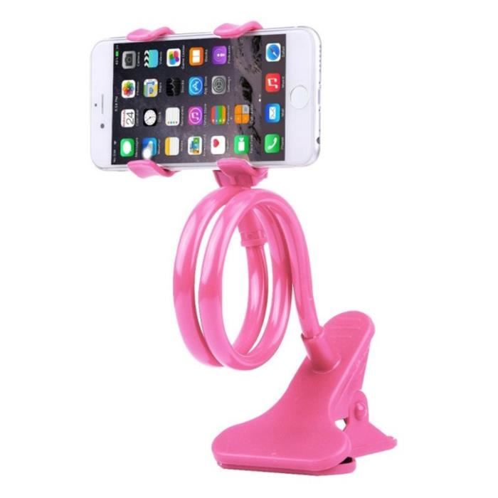 Support de Support de téléphone Flexible à deux pinces pour Support de téléphone portable Porte-téléphones et supports Type Rose #A