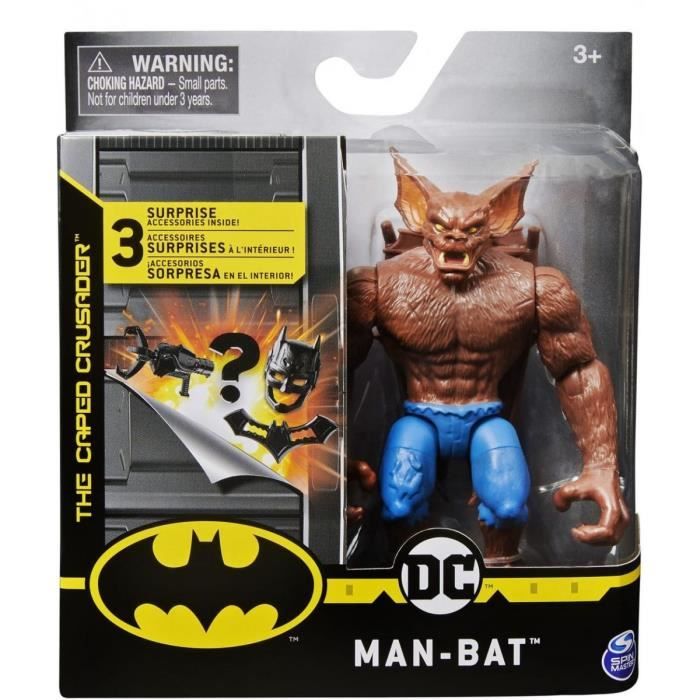 Coffret Figurine Chauve-Souris Man-Bat 10 cm Avec 3 Accessoires Mystere - DC - Super Heros - Jouet Garcon