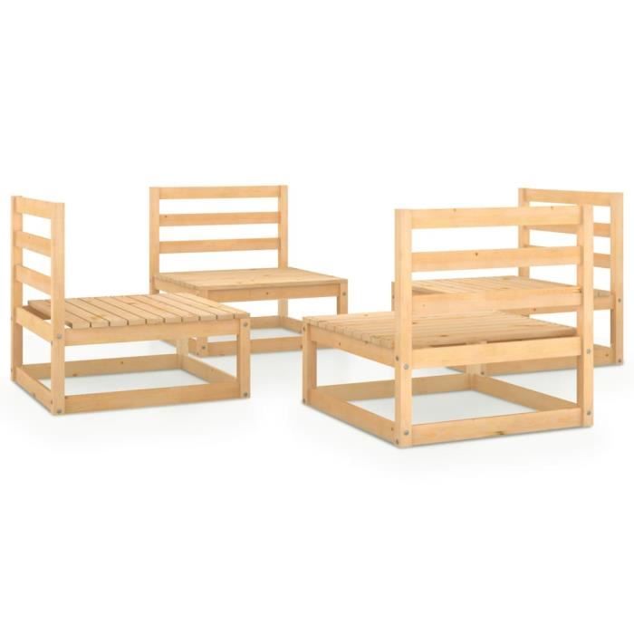 CEN Salon de jardin 4 pcs Bois de pin massif - Haute qualite 9193025993387