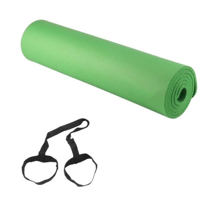 Tapis gymnastique YOGA mousse de NBR 12mm + dragonne -vert