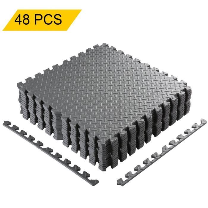 48 Tapis de Protection de Sol Tapis Puzzle en Mousse EVA 60cm x 60cm,Epaisseur 1cm Gym Matelas Puzzle