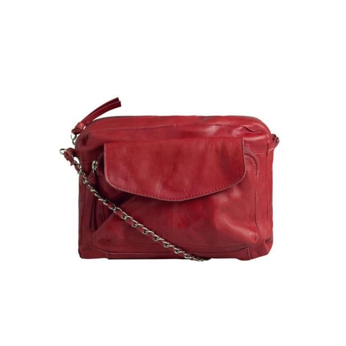 Sac bandoulière en cuir Naina Femme Rouge