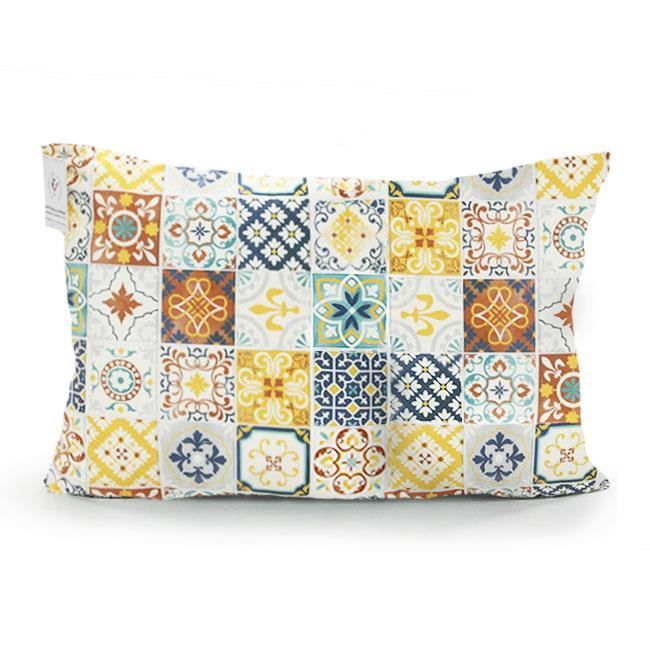 Coussin carreaux de ciment en velours extra-doux/lin multi-couleurs (40x60cm) 40x60cm Jaune