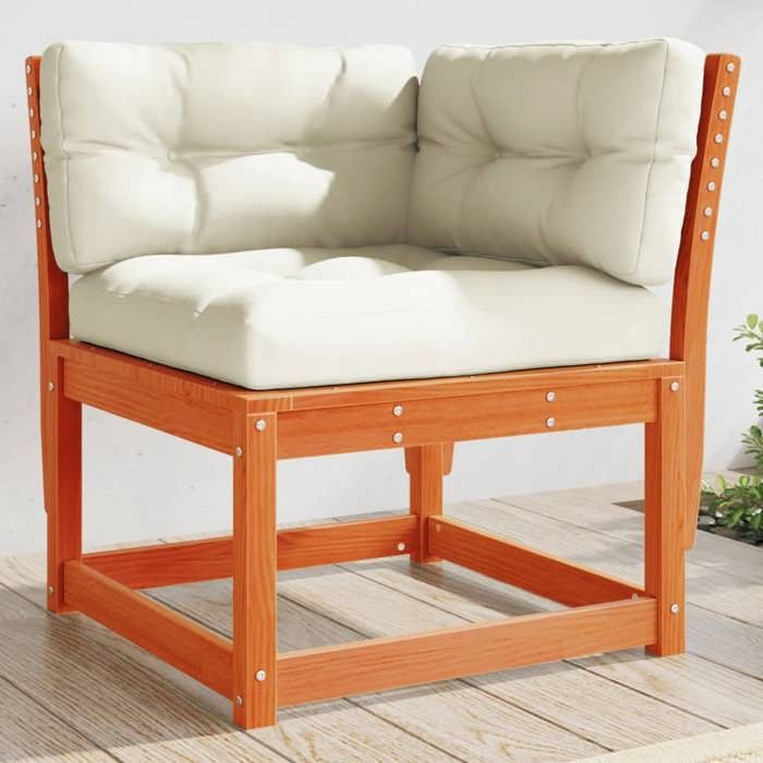 vidaXL Canapé d'angle de jardin coussins cire bois pin massif - vue 2